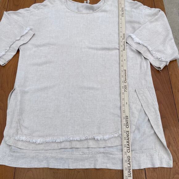 Umgee Women M Linen Blend Tunic Top Minimal ResortWear Lagenlook Coastal Grandma - Picture 2 of 7